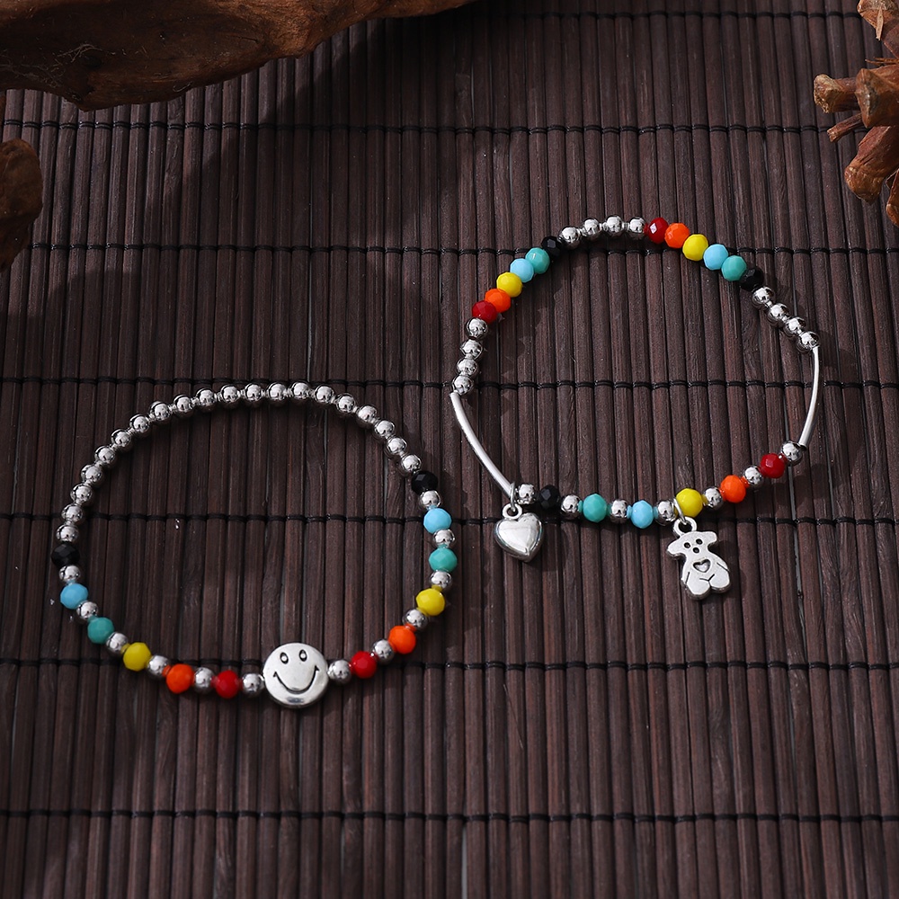 Vòng Tay Chuỗi Hạt Co Giãn Mặt Gấu Mặt Cười Thời Trang Hàn QuốcYanqueens Quà tặng trang sức