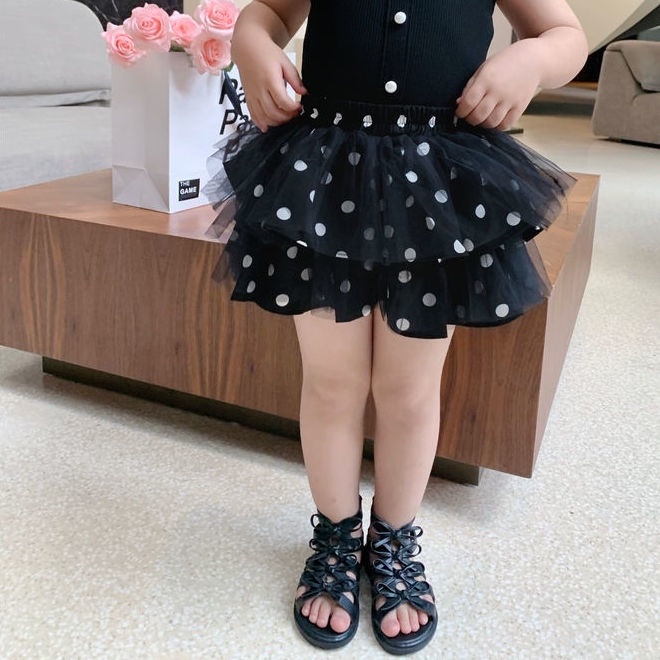 Chân Váy Lưới Chấm Bi Dễ Thương Cho Bé Gái