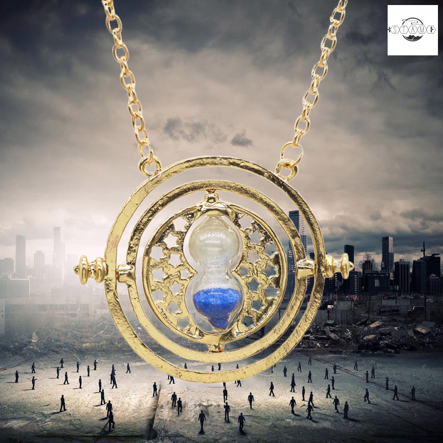 360 Degree Rotatable Necklace Harry Potter Time Converter Hourglass Necklace for Woman Gift