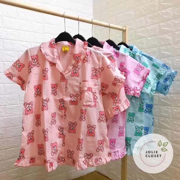 Bộ Ngủ Pijama Thái Lan Form Rộng Hình Chú Gấu Ngồi