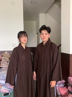 Đồ đi chùa áo choàng silk ( áo tràng )