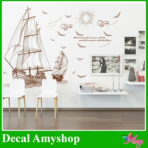 Decal dán tường trang trí  Ra khơi 2 dán văn phòng, góc làm việc cá tính