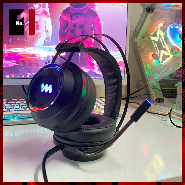 Tai Nghe Headphone Gaming Chụp Tai Wangming 9800s Led RGB Tai Nghe Máy Tính Laptop Nghe Nhạc Có Dây Hỗ Trợ Mic