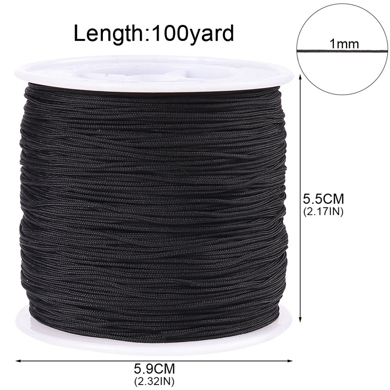 Cuộn chỉ ngọc bích 1mm dài 100 yards màu đen làm đồ trang sức DIY