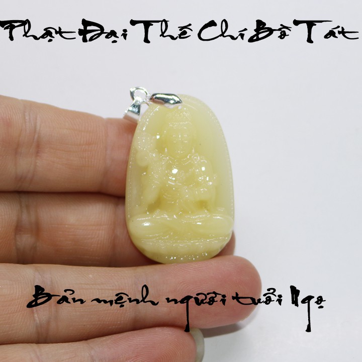Mặt dây chuyền phật Đại Thế Chí Bồ Tát đá cao cấp size nhỏ - Bản mệnh người tuổi Ngọ - mặt phật - vòng cổ mặt phật