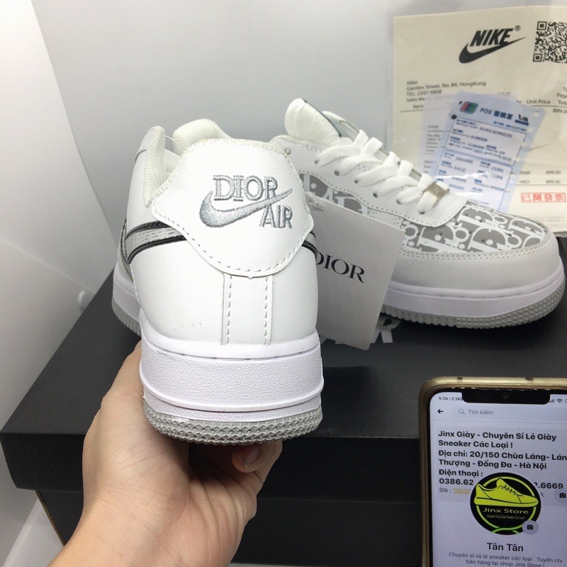 Giày thể thao sneaker AF1 trắng kết hop dior đế xám hàng 1:1 full size | BigBuy360 - bigbuy360.vn