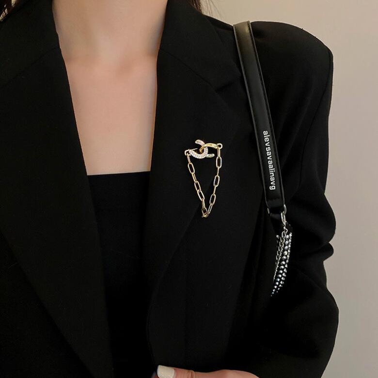 Cài Áo Hình Chữ C Đính Đá Thời Trang Hàn Quốc Chất Lượng Cao