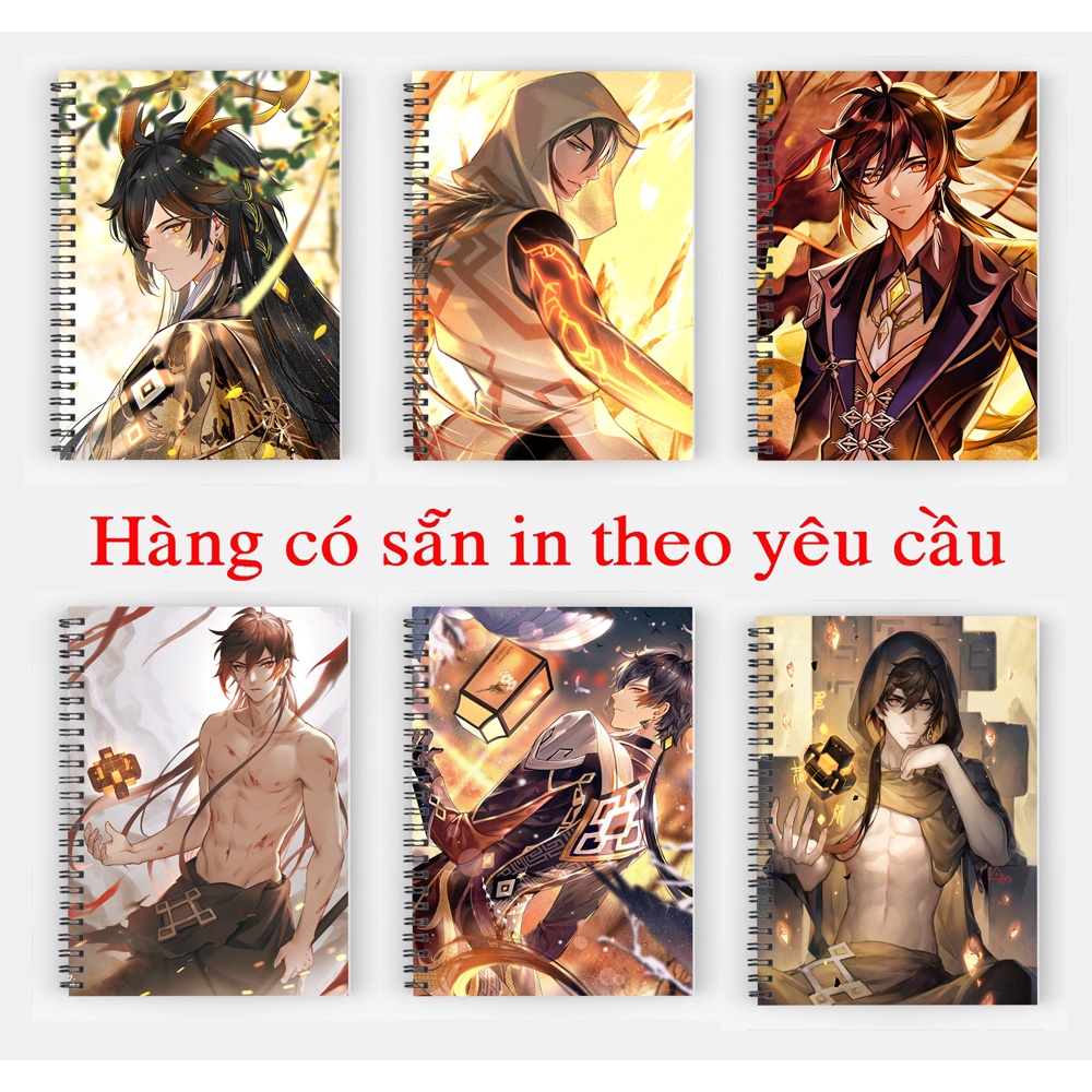 sổ tay anime morax genshin impact / sổ viết morax genshin impact sổ gáy xoắn 200 trang