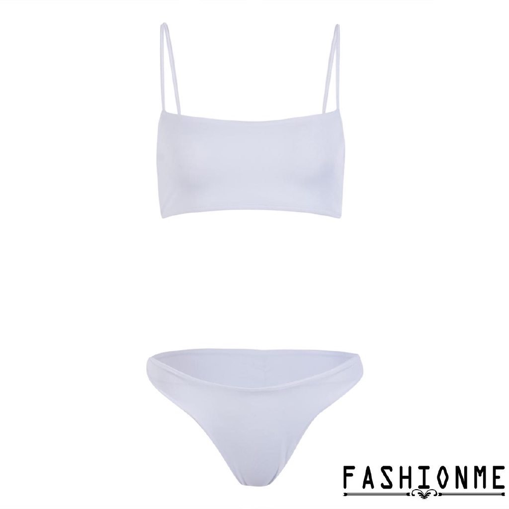 Bộ đồ tắm 2 mảnh có push-up màu trơn đơn giản kiểu dáng thời trang cho nữ | BigBuy360 - bigbuy360.vn