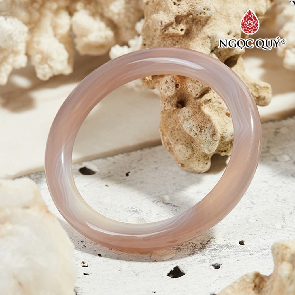 Vòng tay đá mã não lông chuột bản tròn 10mm - Ngọc Quý
