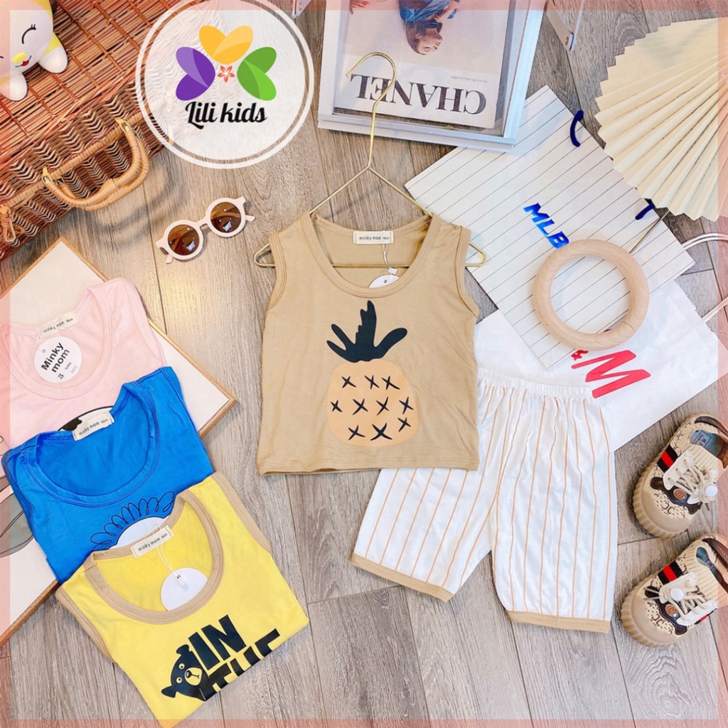 Bộ ba lỗ cho bé LILIKIDS chất thun lạnh họa tiết vải thông hơi mềm mịn cho bé từ 8-18kg BBL03