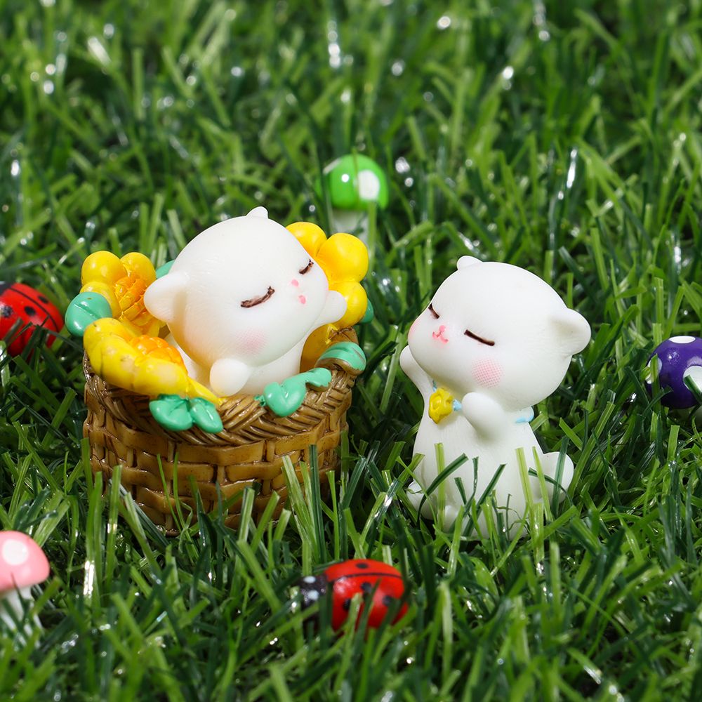 Đồ trang trí Mèo Và Hoa Hướng Dương Mini Dễ Thương Dùng Trang Trí Tiểu Cảnh/ Sân Vườn