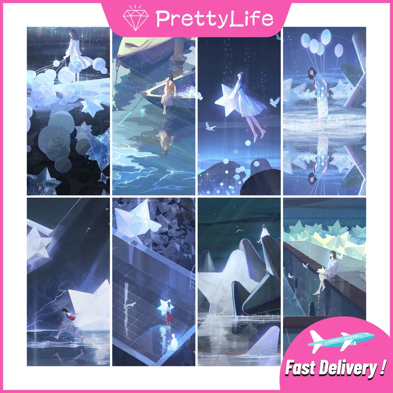Bộ tranh đính đá 5D họa tiết cô gái &amp; ngôi sao độc đáo kích thước 30x40cm/40x50cm DIY