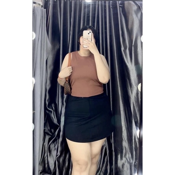 Áo croptop 3 lỗ chất thun gân Bigsize