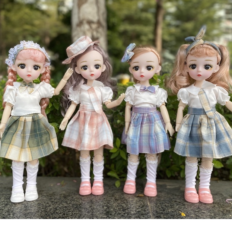 Bộ sưu tập búp bê mắt đá, búp bê trang phục học sinh cực đáng yêu