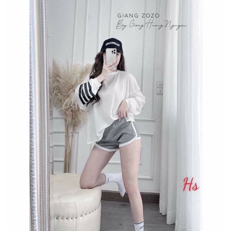 ❌✅❌Set đôi áo dài tay 3 soc đen quần đùi viền S3_T