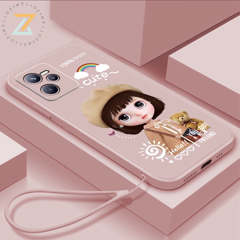 Zymello Ốp lưng Realme C35 C11 C21Y C21 C20 C17 C15 C12 C11 2021 Realme 5 5i 6i 7i 8i 9i Narzo 30A Narzo 20A Narzo 50i Narzo 20 Vỏ điện thoại Gel silica hình cô gái dễ thương