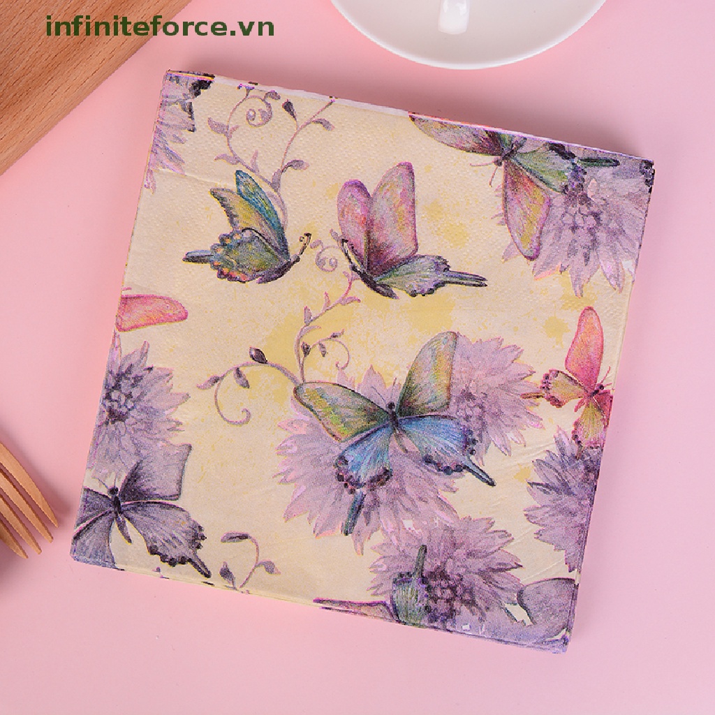 Set 20 Khăn Giấy In Họa Tiết Bướm Trang Trí Tiệc Cưới / Giáng Sinh