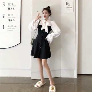 188k đầm trắng đen nơ to
