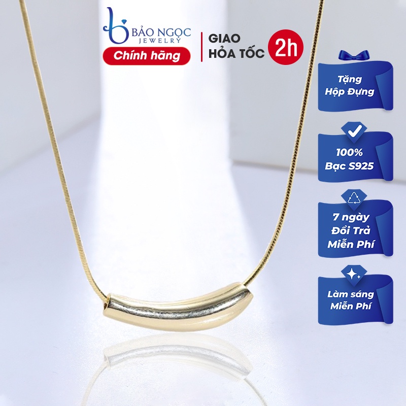 Dây Chuyền Bạc Nữ S925 Thiết Kế Đơn Giản Dáng Trơn Quả Cà Tím DB2567 - Bảo Ngọc Jewelry
