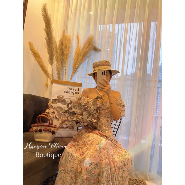 Đầm hoa maxi, đầm hoa nhí Ảnh Thật