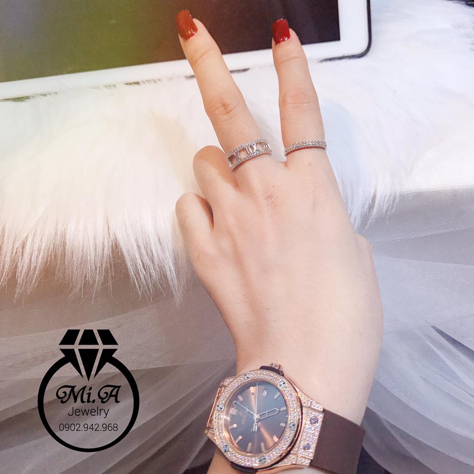 Nhẫn nữ bạc Ý S925 MiASJ N003 bản mỏng đính đá full nhẹ nhàng, nữ tính
