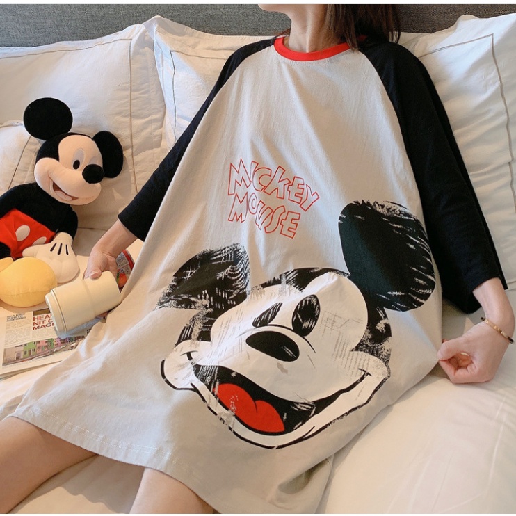 Đầm Mặc Nhà, Mặc Ngủ Dài Hoạt Hinh Disney Vải Thun Mềm Mịn Thoáng Mát Họa Tiết Dễ Thương V38030 | BigBuy360 - bigbuy360.vn