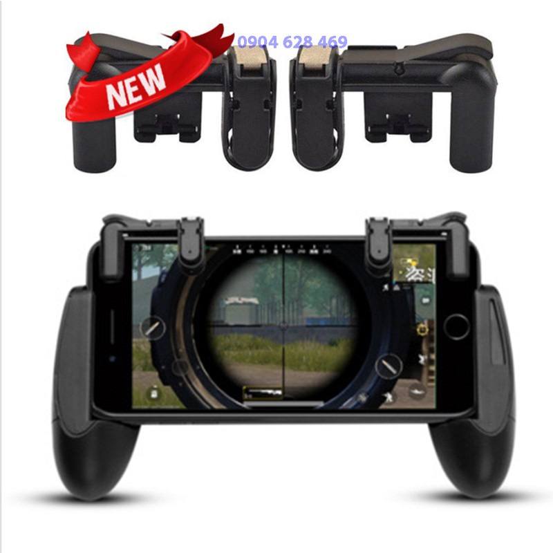 COMBO Tay cầm + Bộ 2 Nút Bấm Chơi Game C9 K01 Hỗ Trợ Chơi Pubg Mobile, Ros Mobile, Ipad - Thế hệ F3 (Nút cơ)