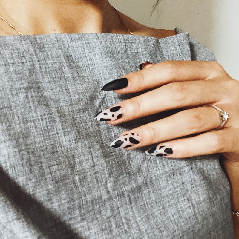 Set 24 móng tay giả màu lì họa tiết da báo acrylic thời trang sành điệu cho nữ | BigBuy360 - bigbuy360.vn