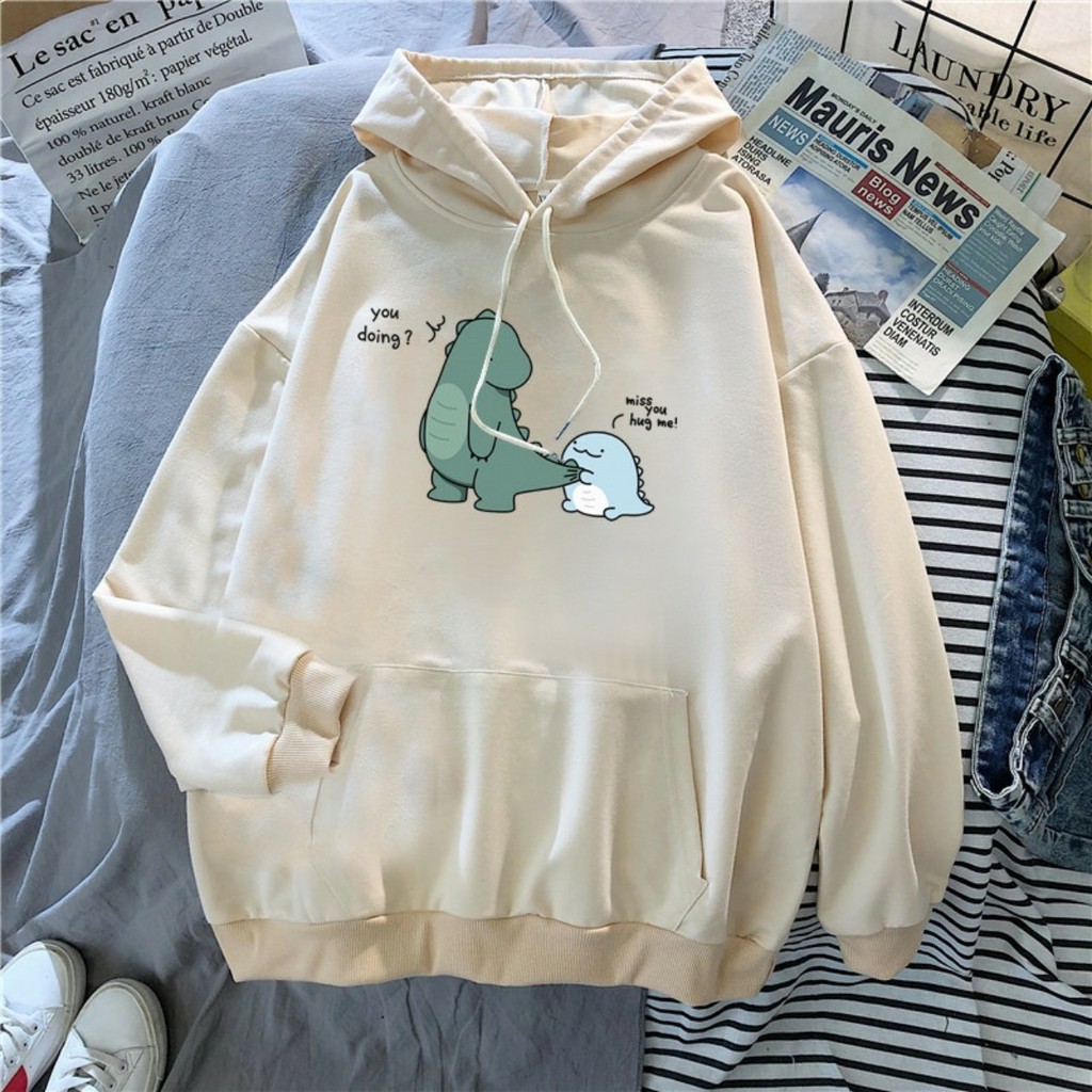 Áo hoodie đôi khủng long chất nỉ bông dày siêu ấm | BigBuy360 - bigbuy360.vn