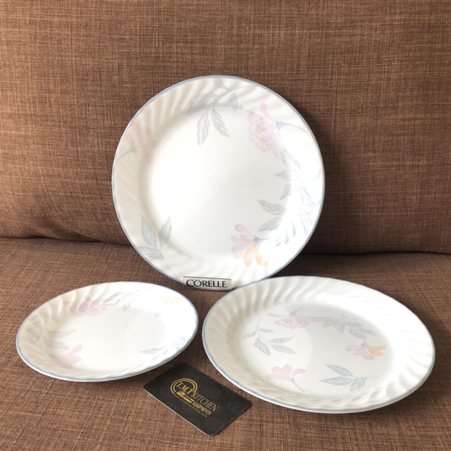 Dĩa thuỷ tinh Mỹ Pink Trio Corelle (18cm-23cm-26cm)