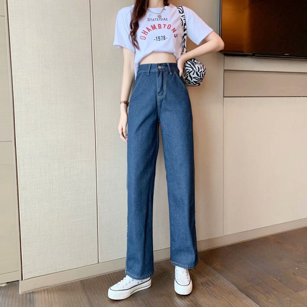 Quần Jeans Nữ Dài Lưng Cao Thời Trang Hàn