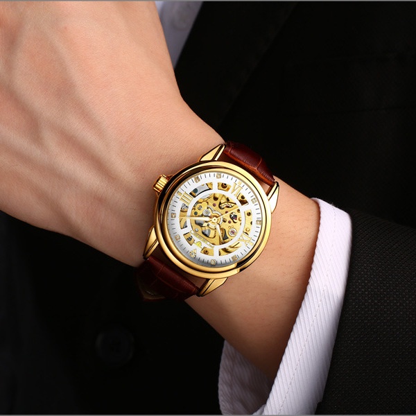 ĐỒNG HỒ CƠ NAM TỰ ĐỘNG AUTOMATIC CHÍNH HÃNG FNGEEN TD4 DÂY DA CAO CẤP THỜI TRANG ĐẸP GIÁ RẺ