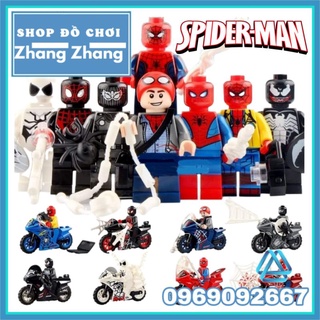Đồ chơi Xếp hình Người nhện Spider man Anti Venom Peter Parker Mile Morales tặng kèm Motobiker Minifigures SY1394