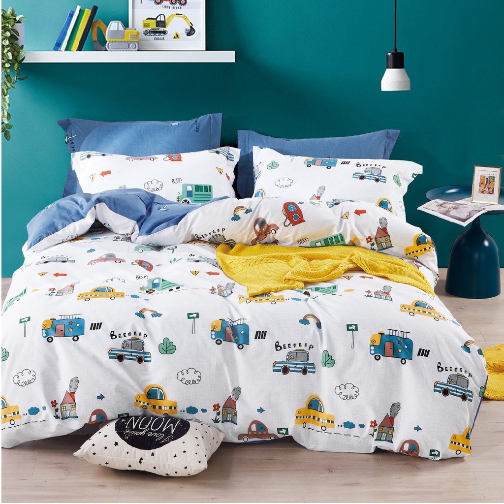 [COTTON 100%] Bộ 5 món NIN House Collins GA, áo gối kèm MỀN - N190066 nhiều kích thước 1m6, 1m8, 2m bo chun bọc nệm