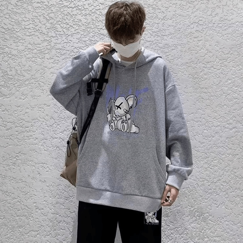 Áo hoodie Dáng Rộng In Họa Tiết Hoạt Hình Phong Cách hip hop Nhật Bản Chất Lượng Cao Thời Trang Cho Nam Và Nữ