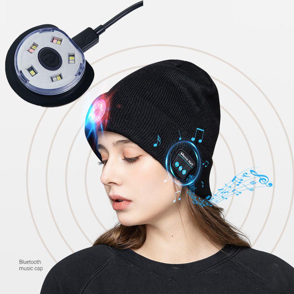 Wttle Mũ beanie Có Đèn LED Phát Sáng Kết Nối Bluetooth Cảnh Báo Ánh Sáng Đỏ Và Xanh Dương