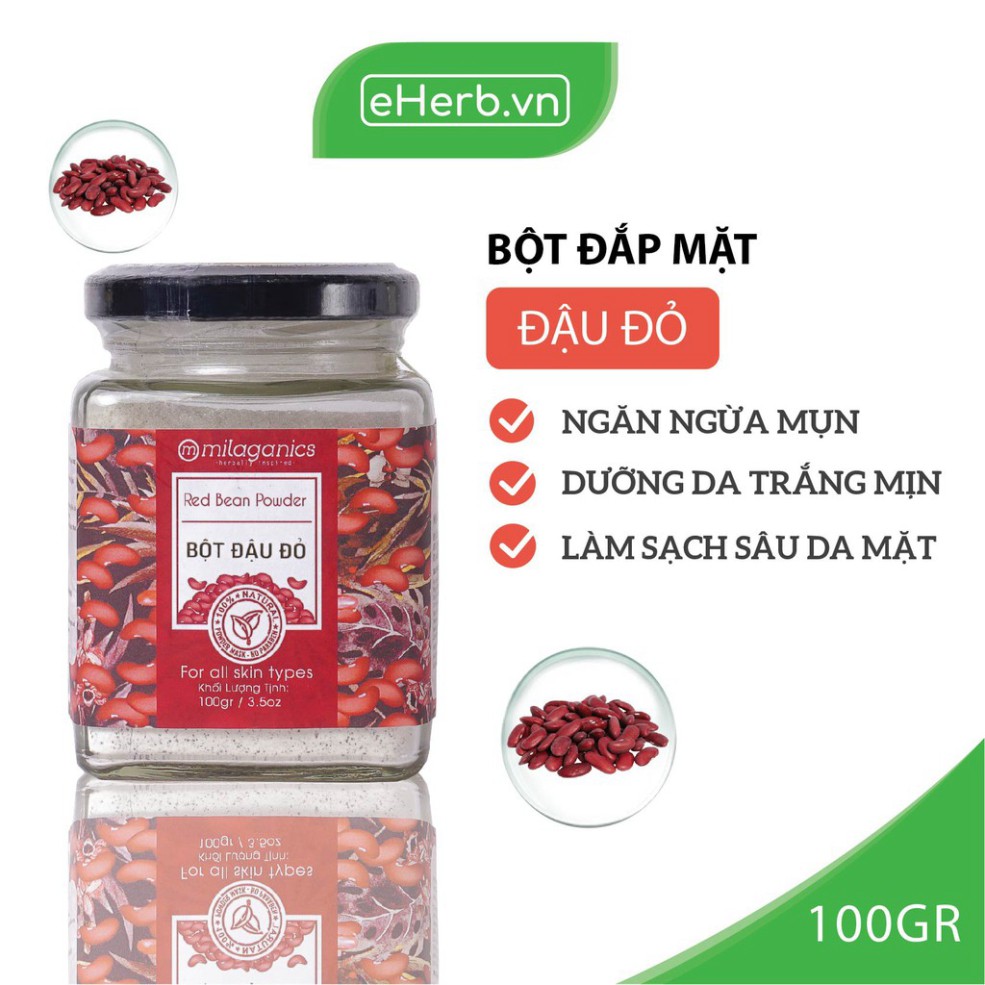 [G03] Combo 3 Hũ Bột Trắng Da, Dưỡng Ẩm: Bột Đậu Đỏ, Bột Yến Mạch, Bột Cám Gạo MILAGANICS (100g/ Hũ) S005