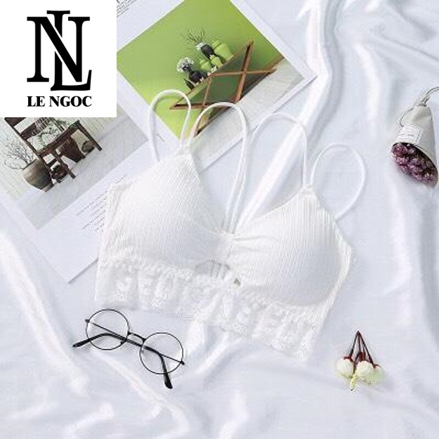 Áo Bra thắt nơ gân tăm phối ren- LN9905- lê Ngọc Fashion
