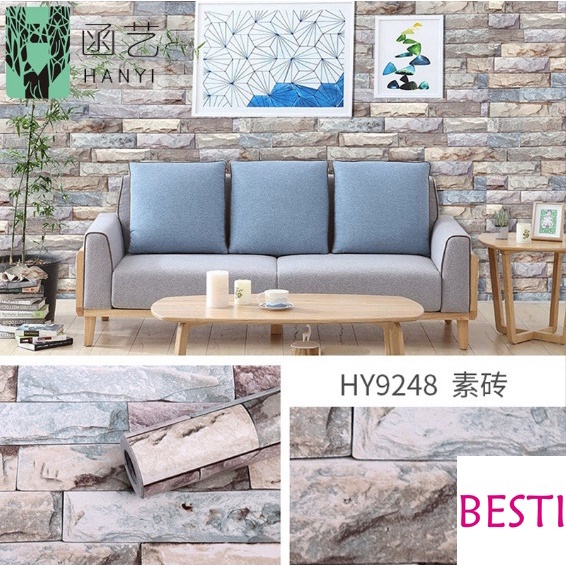 Giấy dán tường GẠCH 3D có keo sẵn cuộn 45cm nhiều mẫu đẹp giá rẻ