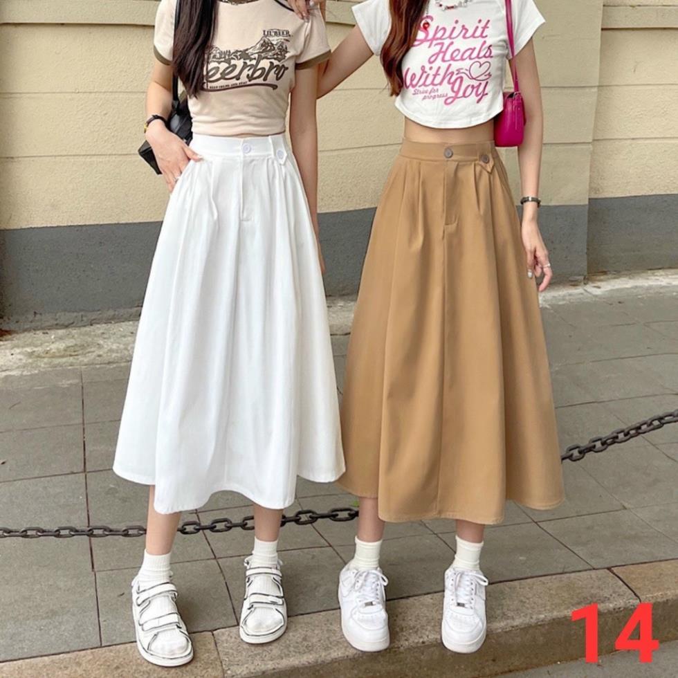 Chân váy ulzzang xếp ly dáng dài chữ A, Chân váy kiểu MIDI cực sang chảnh form chuẩn, Chân váy cạp cao siêu thời trang
