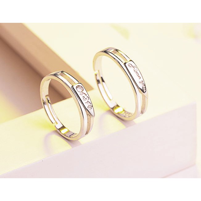 Nhẫn Bạc Cặp Đôi Free Size I Love You 13 - 14 (anh yêu em - trọn đời, trọn kiếp) Lãng Mạn Cho Tình Nhân - sl 02 chiếc