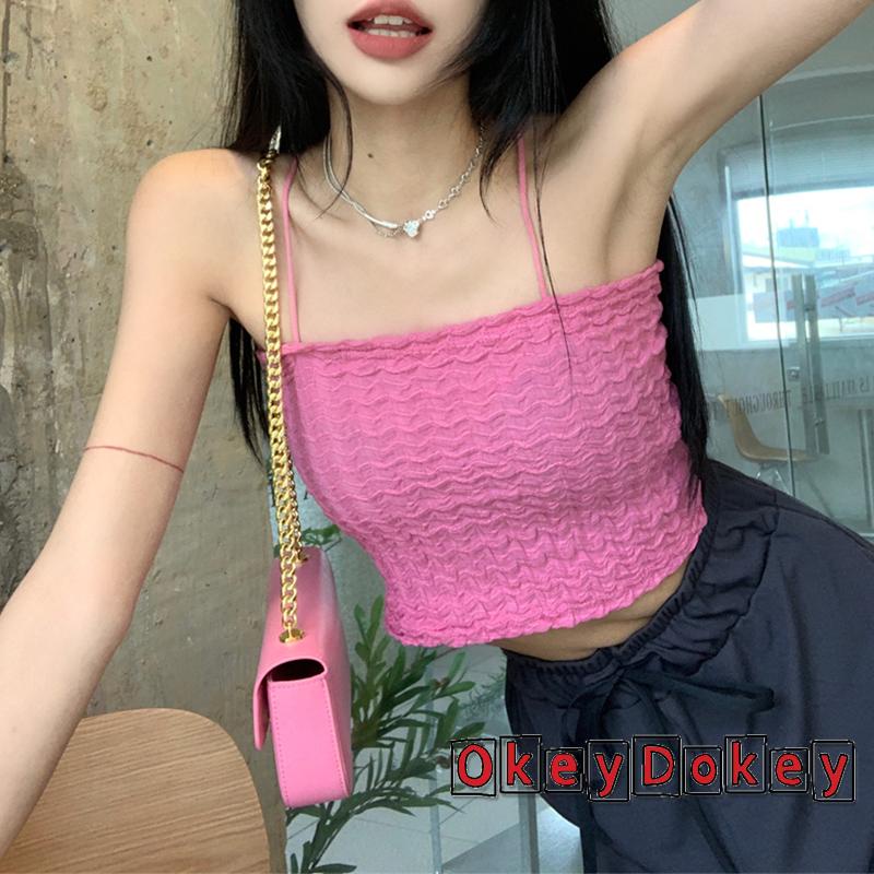 Áo Crop Top Hai Dây Màu Trơn Bằng Vải Voan Thời Trang Mùa Hè Cho Nữ