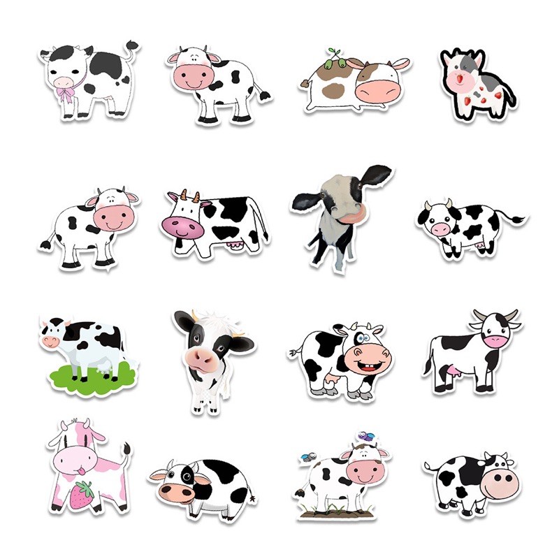 Sticker bò sữa cute chống thấm nước