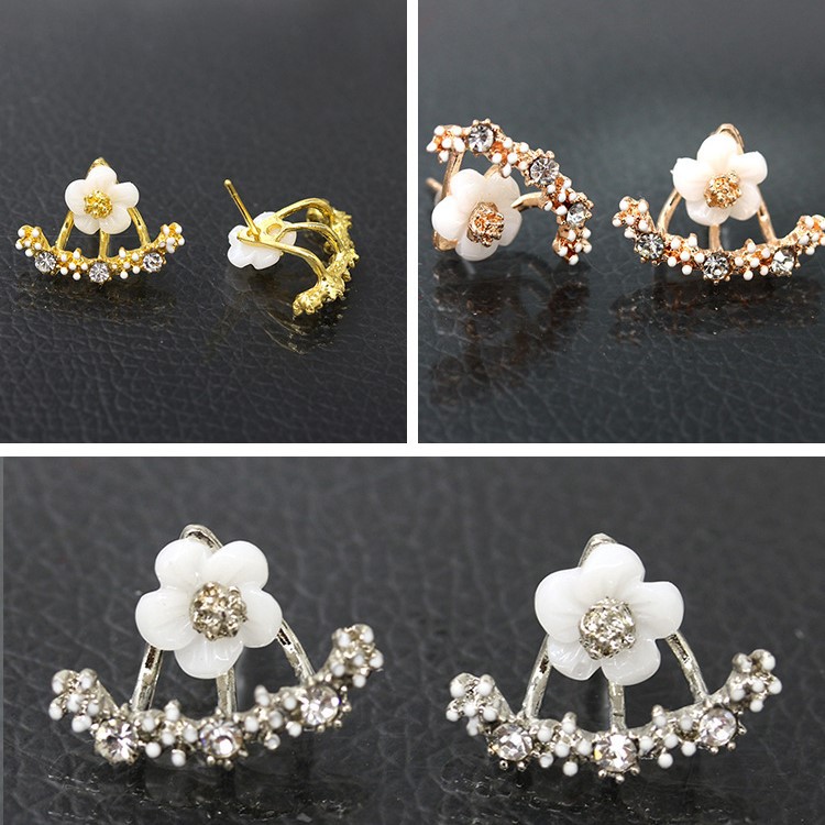 Khuyên Tai Hình Hoa Cúc Đính Đá Xinh Xắn Phong Cách Hàn Quốc