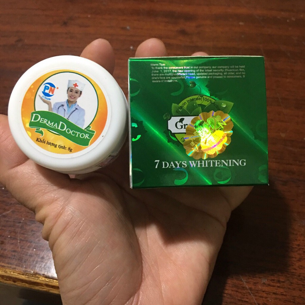 HOT - Combo Kem Tẩy Nám Trà Xanh Của Thái và kem dưỡng trắng da chống nắng Derma doctor sản phẩm y hình