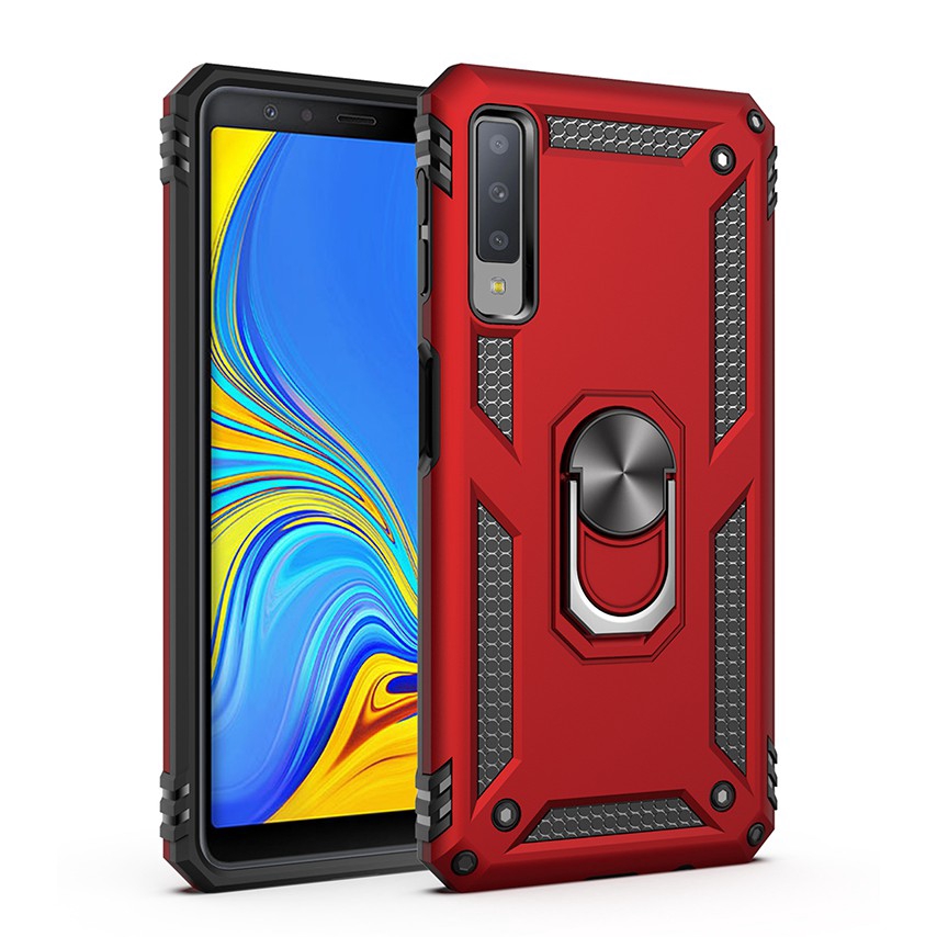 Ốp điện thoại dạng giáp có nhẫn đỡ nam châm gắn xe ô tô cho Samsung Galaxy A7 A8 A8 Plus 2018 / A750 A530F A730F