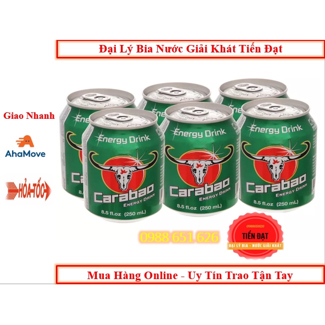 Lốc 6 Lon Nước tăng lực Trâu Cụng  Carabao Nhập Khẩu Thái 250ML
