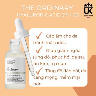 Serum Cấp Ẩm Chuyên Sâu, Phục Hồi Da Hư Tổn Hyaluronic 2% + B5 The Ordinary | BigBuy360 - bigbuy360.vn
