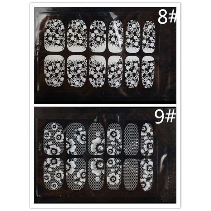 Decal dán móng hoạ tiết hoa trắng